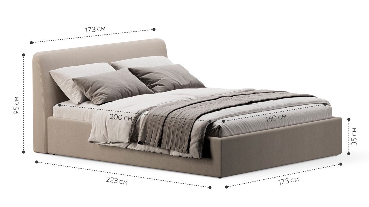 Кровать Симпл 160х200 велюр velutto soft 113